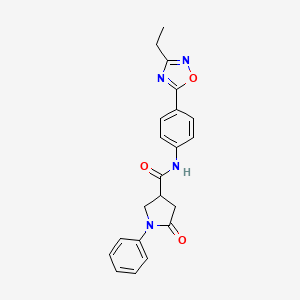 molecular formula C21H20N4O3 B7706126 N-(4-(3-ethyl-1,2,4-oxadiazol-5-yl)phenyl)-5-oxo-1-phenylpyrrolidine-3-carboxamide 