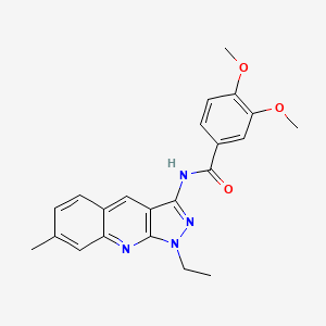 molecular formula C22H22N4O3 B7706141 N-(1-ethyl-7-methyl-1H-pyrazolo[3,4-b]quinolin-3-yl)-3,4-dimethoxybenzamide 