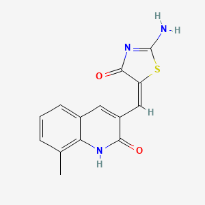 molecular formula C14H11N3O2S B7706196 (E)-5-((2-hydroxy-8-methylquinolin-3-yl)methylene)-2-iminothiazolidin-4-one 
