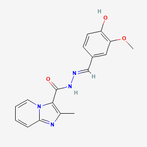 molecular formula C17H16N4O3 B7706202 (E)-N'-(4-hydroxy-3-methoxybenzylidene)-2-methylimidazo[1,2-a]pyridine-3-carbohydrazide 