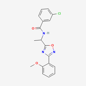 molecular formula C18H16ClN3O3 B7706224 3-chloro-N-(1-(3-(2-methoxyphenyl)-1,2,4-oxadiazol-5-yl)ethyl)benzamide 