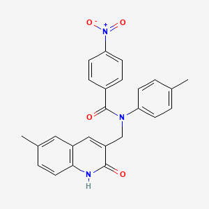 molecular formula C25H21N3O4 B7706256 N-((2-hydroxy-6-methylquinolin-3-yl)methyl)-4-nitro-N-(p-tolyl)benzamide 