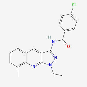 molecular formula C20H17ClN4O B7706264 4-chloro-N-(1-ethyl-8-methyl-1H-pyrazolo[3,4-b]quinolin-3-yl)benzamide 