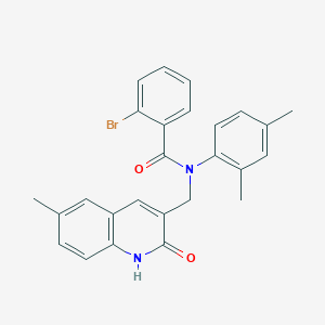 molecular formula C26H23BrN2O2 B7706268 2-bromo-N-(2,4-dimethylphenyl)-N-((2-hydroxy-6-methylquinolin-3-yl)methyl)benzamide 