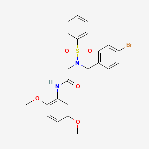 molecular formula C23H23BrN2O5S B7706293 2-{N-[(4-bromophenyl)methyl]benzenesulfonamido}-N-(3-methoxypropyl)acetamide 