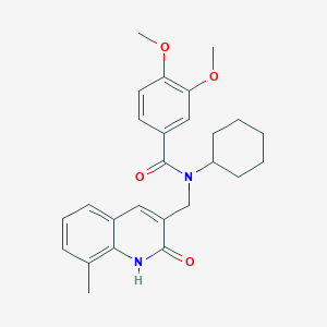 N-cyclohexyl-N-((2-hydroxy-8-methylquinolin-3-yl)methyl)-3,4-dimethoxybenzamide
