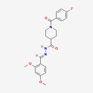 (E)-N'-(2,4-dimethoxybenzylidene)-1-(4-fluorobenzoyl)piperidine-4-carbohydrazide