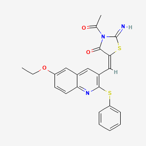 (E)-3-acetyl-5-((6-ethoxy-2-(phenylthio)quinolin-3-yl)methylene)-2-iminothiazolidin-4-one