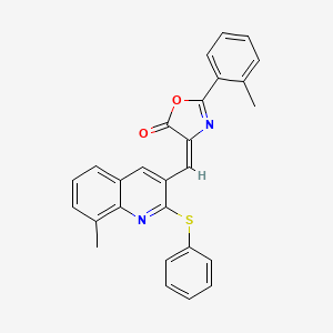 molecular formula C27H20N2O2S B7706387 (E)-4-((8-methyl-2-(phenylthio)quinolin-3-yl)methylene)-2-(o-tolyl)oxazol-5(4H)-one 