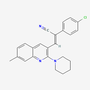 molecular formula C24H22ClN3 B7706418 (Z)-2-(4-chlorophenyl)-3-(7-methyl-2-(piperidin-1-yl)quinolin-3-yl)acrylonitrile 