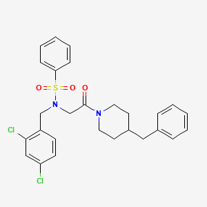 molecular formula C27H28Cl2N2O3S B7706426 N-(2-(4-benzylpiperidin-1-yl)-2-oxoethyl)-N-(2,4-dichlorobenzyl)benzenesulfonamide 