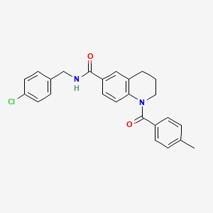 molecular formula C25H23ClN2O2 B7706427 N-(4-ethylphenyl)-1-(4-methylbenzoyl)-1,2,3,4-tetrahydroquinoline-6-carboxamide 
