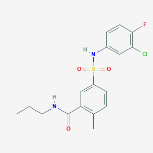 5-[(3-chloro-4-fluorophenyl)sulfamoyl]-2-methyl-N-propylbenzamide