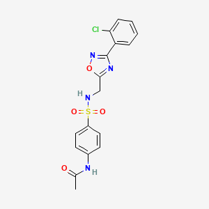 molecular formula C17H15ClN4O4S B7706444 N-(4-(N-((3-(2-chlorophenyl)-1,2,4-oxadiazol-5-yl)methyl)sulfamoyl)phenyl)acetamide 