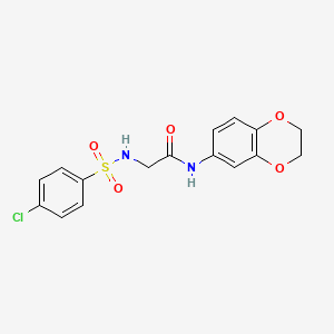 molecular formula C16H15ClN2O5S B7706470 2-(4-chlorophenylsulfonamido)-N-(2,3-dihydrobenzo[b][1,4]dioxin-6-yl)acetamide 