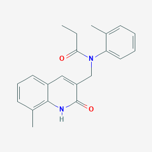 molecular formula C21H22N2O2 B7706476 N-((2-hydroxy-8-methylquinolin-3-yl)methyl)-N-(o-tolyl)propionamide 