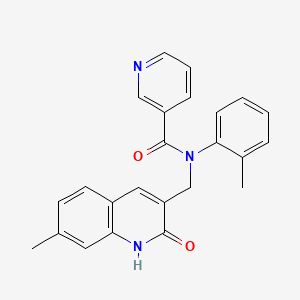 molecular formula C24H21N3O2 B7706486 N-((2-hydroxy-7-methylquinolin-3-yl)methyl)-N-(o-tolyl)nicotinamide 