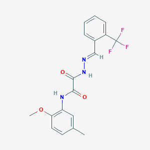 molecular formula C18H16F3N3O3 B7706490 N-(2-methoxy-5-methylphenyl)-N'-[(E)-[2-(trifluoromethyl)phenyl]methylideneamino]oxamide 