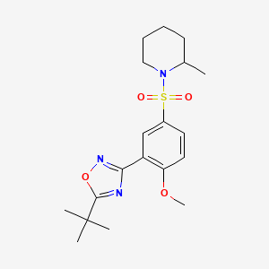 molecular formula C19H27N3O4S B7706499 5-(tert-butyl)-3-(2-methoxy-5-((2-methylpiperidin-1-yl)sulfonyl)phenyl)-1,2,4-oxadiazole 