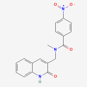 molecular formula C18H15N3O4 B7706591 N-((2-hydroxyquinolin-3-yl)methyl)-N-methyl-4-nitrobenzamide 