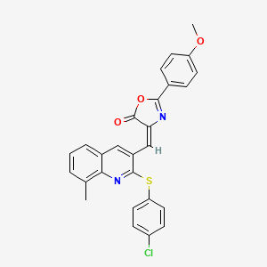 molecular formula C27H19ClN2O3S B7706600 (E)-4-((2-((4-chlorophenyl)thio)-8-methylquinolin-3-yl)methylene)-2-(4-methoxyphenyl)oxazol-5(4H)-one 