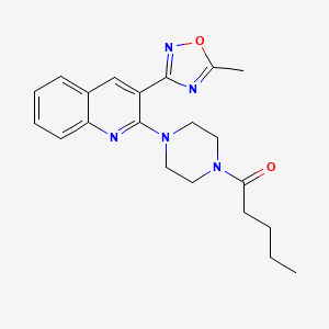 molecular formula C21H25N5O2 B7706670 1-(4-(3-(5-methyl-1,2,4-oxadiazol-3-yl)quinolin-2-yl)piperazin-1-yl)pentan-1-one 