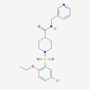 molecular formula C20H24ClN3O4S B7706674 2-[N-(2-phenylethyl)benzenesulfonamido]-N-[4-(propan-2-yl)phenyl]acetamide 