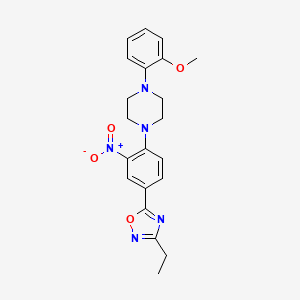 molecular formula C21H23N5O4 B7706701 3-ethyl-5-(4-(4-(2-methoxyphenyl)piperazin-1-yl)-3-nitrophenyl)-1,2,4-oxadiazole 