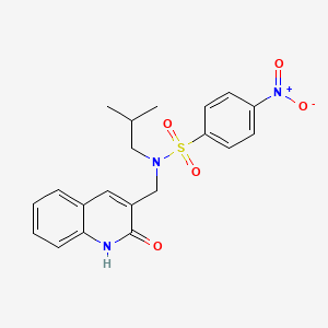 molecular formula C20H21N3O5S B7706705 N-((2-hydroxyquinolin-3-yl)methyl)-N-isobutyl-4-nitrobenzenesulfonamide 