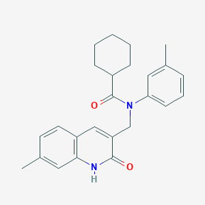 N-((2-hydroxy-7-methylquinolin-3-yl)methyl)-N-(m-tolyl)cyclohexanecarboxamide