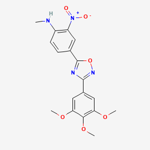 molecular formula C18H18N4O6 B7706747 N-methyl-2-nitro-4-(3-(3,4,5-trimethoxyphenyl)-1,2,4-oxadiazol-5-yl)aniline 