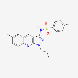 molecular formula C21H22N4O2S B7706752 4-methyl-N-(6-methyl-1-propyl-1H-pyrazolo[3,4-b]quinolin-3-yl)benzenesulfonamide 