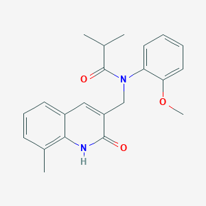 molecular formula C22H24N2O3 B7706767 N-((2-hydroxy-8-methylquinolin-3-yl)methyl)-N-(2-methoxyphenyl)isobutyramide 