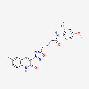 molecular formula C24H24N4O5 B7706777 N-(2,4-dimethoxyphenyl)-4-(3-(2-hydroxy-6-methylquinolin-3-yl)-1,2,4-oxadiazol-5-yl)butanamide 