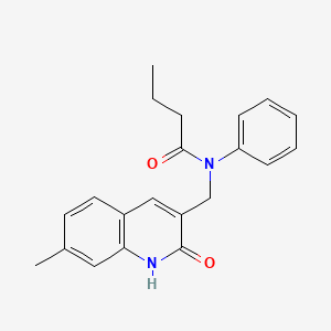 molecular formula C21H22N2O2 B7706861 N-((2-hydroxy-7-methylquinolin-3-yl)methyl)-N-phenylbutyramide 