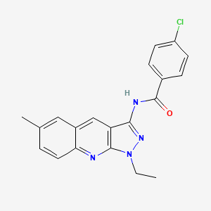 4-chloro-N-(1-ethyl-6-methyl-1H-pyrazolo[3,4-b]quinolin-3-yl)benzamide