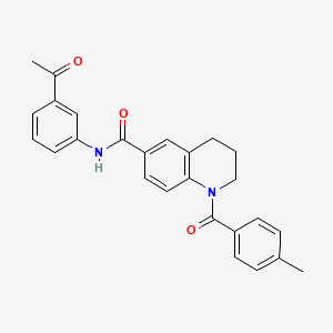 molecular formula C26H24N2O3 B7706907 N-butyl-1-(4-methylbenzoyl)-1,2,3,4-tetrahydroquinoline-6-carboxamide 