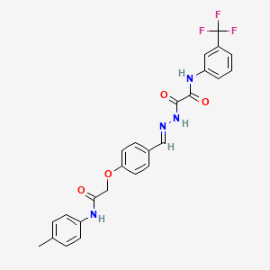 molecular formula C25H21F3N4O4 B7706939 (E)-2-oxo-2-(2-(4-(2-oxo-2-(p-tolylamino)ethoxy)benzylidene)hydrazinyl)-N-(3-(trifluoromethyl)phenyl)acetamide 