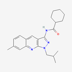 molecular formula C22H28N4O B7706950 N-(1-isobutyl-7-methyl-1H-pyrazolo[3,4-b]quinolin-3-yl)cyclohexanecarboxamide 