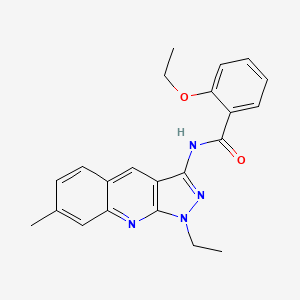 molecular formula C22H22N4O2 B7706973 2-ethoxy-N-(1-ethyl-7-methyl-1H-pyrazolo[3,4-b]quinolin-3-yl)benzamide 