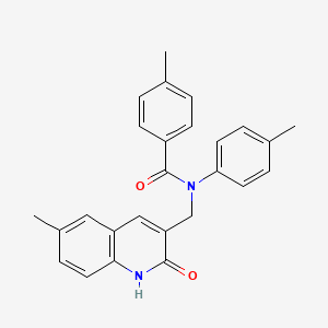 molecular formula C26H24N2O2 B7706994 N-((2-hydroxy-6-methylquinolin-3-yl)methyl)-4-methyl-N-(p-tolyl)benzamide 