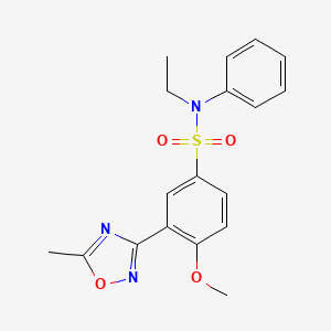 molecular formula C18H19N3O4S B7707028 N-ethyl-4-methoxy-3-(5-methyl-1,2,4-oxadiazol-3-yl)-N-phenylbenzenesulfonamide 