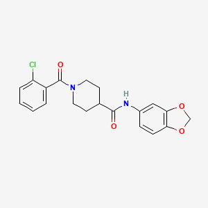 molecular formula C20H19ClN2O4 B7707055 N-(benzo[d][1,3]dioxol-5-yl)-1-(2-chlorobenzoyl)piperidine-4-carboxamide 