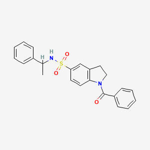 molecular formula C23H22N2O3S B7707079 1-benzoyl-N-(1-phenylethyl)indoline-5-sulfonamide 