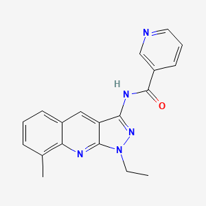 N-(1-ethyl-8-methyl-1H-pyrazolo[3,4-b]quinolin-3-yl)nicotinamide