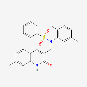 molecular formula C25H24N2O3S B7707166 N-(2,5-dimethylphenyl)-N-((2-hydroxy-7-methylquinolin-3-yl)methyl)benzenesulfonamide 