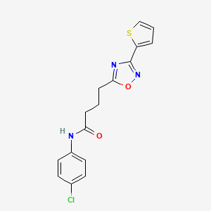 molecular formula C16H14ClN3O2S B7707230 N-(4-chlorophenyl)-4-(3-(thiophen-2-yl)-1,2,4-oxadiazol-5-yl)butanamide 