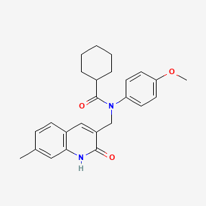 N-((2-hydroxy-7-methylquinolin-3-yl)methyl)-N-(4-methoxyphenyl)cyclohexanecarboxamide