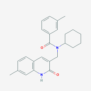 N-cyclohexyl-N-((2-hydroxy-7-methylquinolin-3-yl)methyl)-3-methylbenzamide