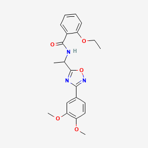 molecular formula C21H23N3O5 B7707706 N-[1-[3-(3,4-dimethoxyphenyl)-1,2,4-oxadiazol-5-yl]ethyl]-2-ethoxybenzamide 